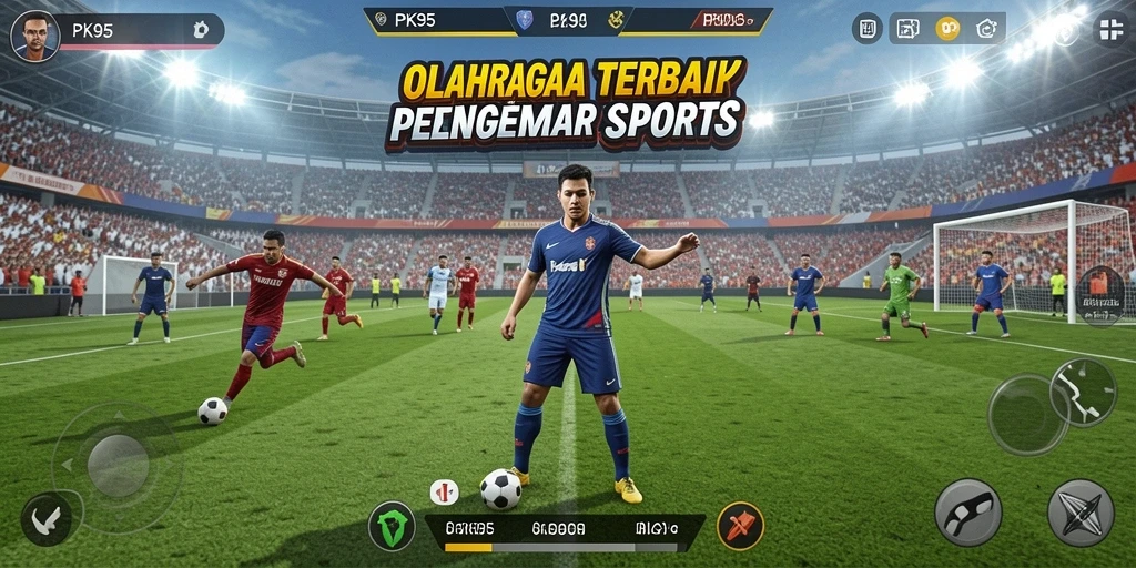Tampilan screenshot PK95 dengan aksi permainan olahraga yang mendebarkan.