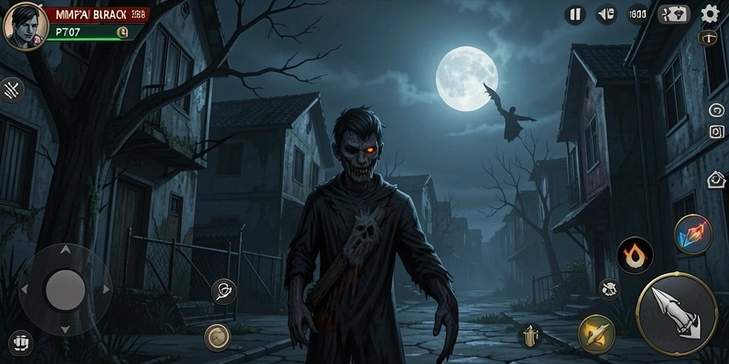 Tangkapan layar utama PT707 menampilkan suasana Horror yang mencekam.